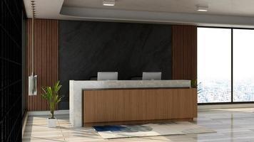 3D Render Modern rustic reception room  - realistic interior design  mockup photo