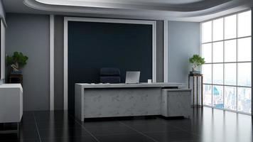 Sala de registro de renderizado 3d con concepto de diseño de interiores minimalista moderno foto