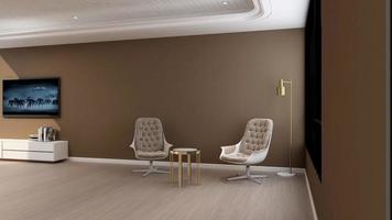 3d render executive lounge wall mockup design photo