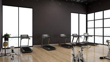 3d render - Modern minimalist of gym interior design concept mockup photo