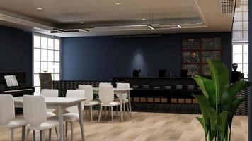 3d render minimalist restaurant or coffee shop for company logo mockup photo