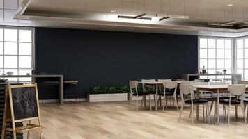3d render minimalista restaurante o cafetería para maqueta de logotipo de empresa