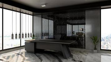 Sala de registro de renderizado 3d con concepto de diseño de interiores minimalista moderno foto