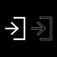 Entry input enter door icon set white color illustration flat style simple image vector
