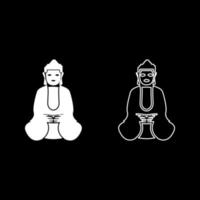 conjunto de iconos de buda ilustración de color blanco estilo plano imagen simple vector