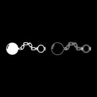 Shackles with ball icon set white color illustration flat style simple image vector