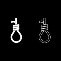 Gallows with rope noose icon set white color illustration flat style simple image vector