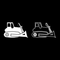 Bulldozer icon set white color illustration flat style simple image vector