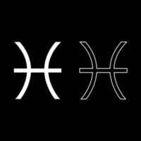 símbolo de piscis conjunto de iconos del zodiaco ilustración de color blanco estilo plano imagen simple vector