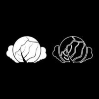 Cabbage icon set white color illustration flat style simple image vector