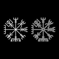 Vegvisir runic compass galdrastav Navigation compass symbol icon set white color illustration flat style simple image vector