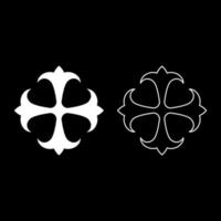 Symbol field lily kreen strong Cross monogram dokonstantinovsky Symbol of the Apostle anchor Hope sign Religious cross icon set white color vector illustration flat style image