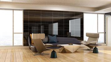 3d render executive lounge wall mockup design photo