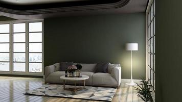 3d render executive lounge wall mockup design