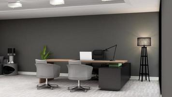 3d render modern business office manager room with 3d design interior for company wall logo mockup photo