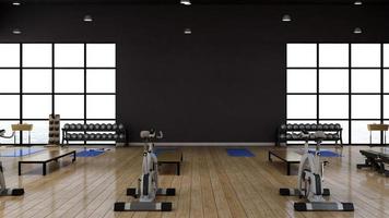 3d render - Modern minimalist of gym interior design concept mockup photo