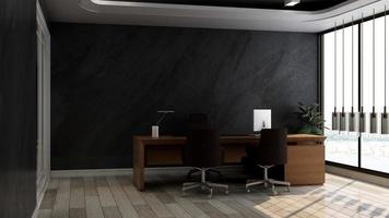 Sala de gerente de oficina de renderizado 3d para maqueta de logotipo de empresa foto