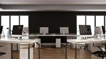 3D Render Realistic Office Workspace Modern Minimalist mockup photo