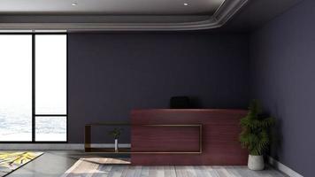 3D Render Modern rustic reception room  - realistic interior design mockup photo