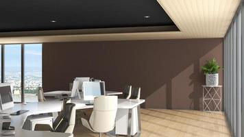 3D Render office design - manager room interior wall mockup photo