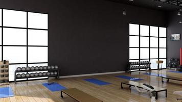 3d render - Modern minimalist of gym interior design concept mockup photo