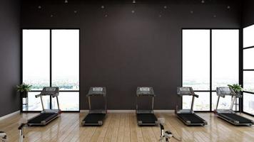 3d render - Modern minimalist of gym interior design concept mockup photo