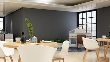 3d render minimalista restaurante o cafetería para maqueta de logotipo de empresa foto
