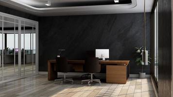 3d render office manager room for company logo mockup photo