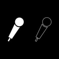 Hand microphone icon set white color illustration flat style simple image vector