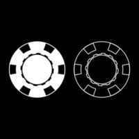 Casino chip icon set white color illustration flat style simple image vector