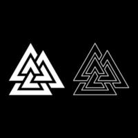 Valknut symbol icon set white color vector illustration flat style image