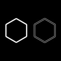 Hexagon shape element icon outline set white color vector illustration flat style image