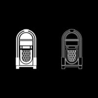 Jukebox Juke box automated retro music concept vintage playing device icon outline set white color vector illustration flat style image