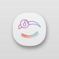 Makeup removal app icon. UI UX user interface. Eyebrow tint removing. Brows microblading or tattooing preparation. Eyebrow disinfection. Web or mobile application. Vector isolated illustration