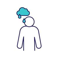 Sadness color icon. Bad mood. Depression and fatigue. Apathy. Stress symptom. Isolated vector illustration