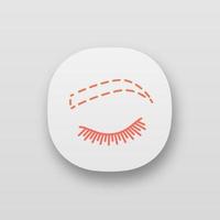 Eyebrow contouring app icon. UI UX user interface. Brows shaping. Eyebrow makeup. Brows microblading or tattooing preparation. Web or mobile application. Vector isolated illustration