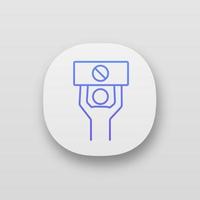 Protester app icon. Protest. Social or political movement. Person holding protest banner. Human rights protection. Contentious action. UI UX interface. Web application. Vector isolated illustration