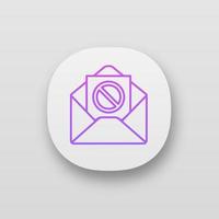 Protest action email notification app icon. Social, political movement targeted mailing. Sending letter with protest event details. Remonstration letter. UI UX interface. Vector isolated illustration