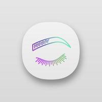 Microblading eyebrows app icon. Eyebrows tinting. Permanent makeup. Brows shaping by tattooing. Pigment application. UI UX user interface. Web or mobile application. Vector isolated illustration