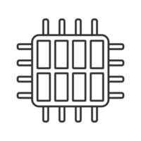Octa core processor linear icon. Eight core microprocessor. Thin line illustration. Microchip, chipset. CPU. Multi-core processor. Integrated circuit. Vector isolated outline drawing. Editable stroke