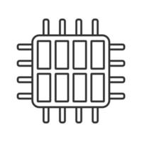 icono lineal del procesador octa core. Microprocesador de ocho núcleos. ilustración de línea delgada. microchip, conjunto de chips. UPC. procesador multinúcleo. circuito integrado. dibujo de contorno aislado vectorial. trazo editable vector