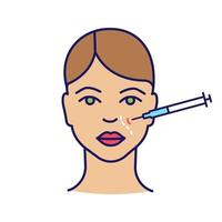 Nasolabial folds neurotoxin injection color icon. Anti wrinkle injection. Smile wrinkles reducing. Cosmetic procedure. Facial rejuvenation. Isolated vector illustration