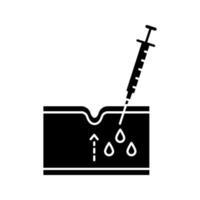 icono de glifo de inyección de neurotoxina. símbolo de la silueta. inyección subcutánea. rejuvenecimiento facial. proceso de reducción de arrugas en la sección de la piel. relleno inyectable. ilustración vectorial aislada vector