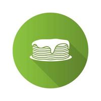 Pancakes stack flat design long shadow glyph icon. Vector silhouette illustration