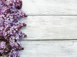 Lilac flowers on a table photo