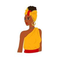 mujer de tanzania en estilo plano. mujer negra con ropa nacional. ilustración vectorial vector