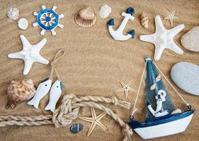 Seashells and sea decorations with rope photo