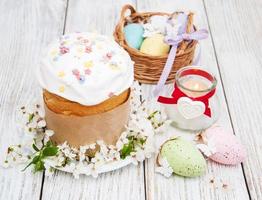 Easter bread and eggs photo