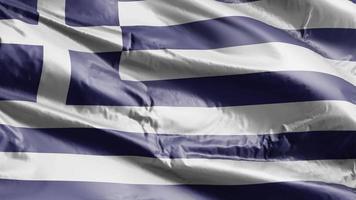 bandera de grecia ondeando en el bucle de viento. estandarte griego balanceándose con la brisa. fondo de relleno completo. Bucle de 10 segundos. video