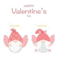 Vector - Cute two cupid Gnomes. Cartoon style. Happy Valentine's day concept. Can be use  for card, invitation, poster.